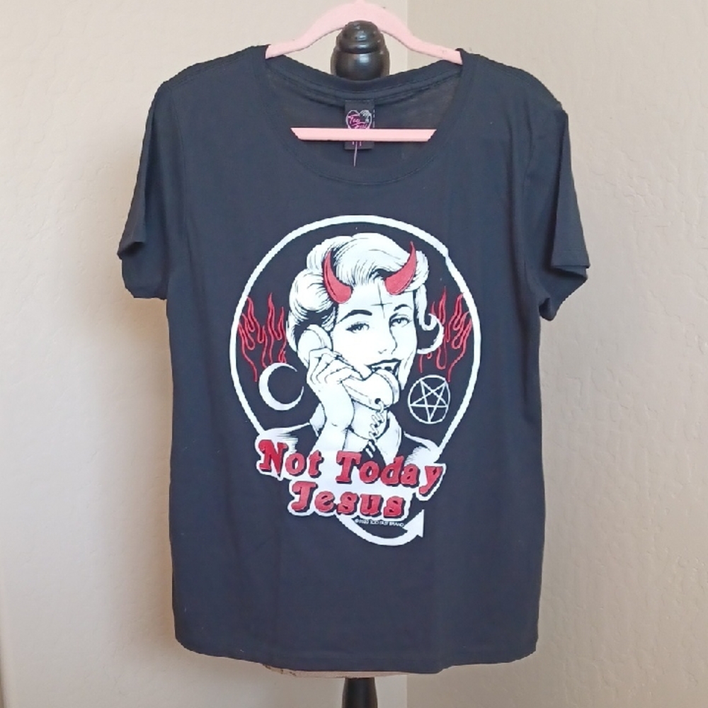 TOO FAST 2X BLACK SHORT SLEEVES GRAPHIC TSHIRT " NOT TODAY JESUS"